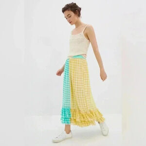 Anthropologie Eva Franco Lynsey Gingham Maxi Skirt